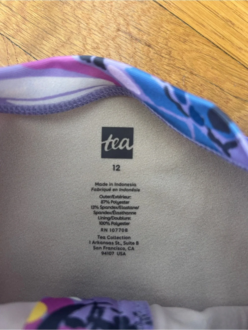 Tea Collection Purple Butterfly Long Sleeve One Piece Swimsuit Rashguard 12 Girl